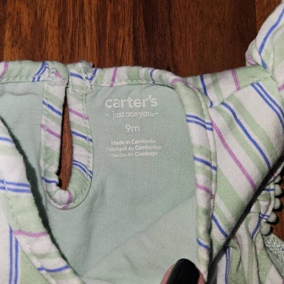 5 For $25 Carter's Pastel Striped Dress With Flutter Sleeves Baby Size 9 M - Picture 2 of 5